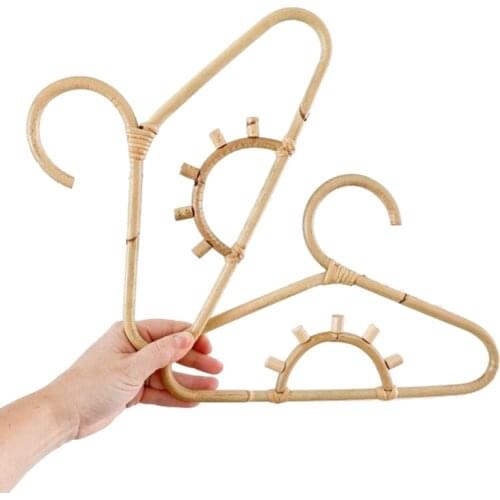 Rattan Clothes Hanger Rattan Wall Hooks Kids Garments Organizer Rack Clothes Hat Hanging Hook Rattan Hanger Kids Room Decor