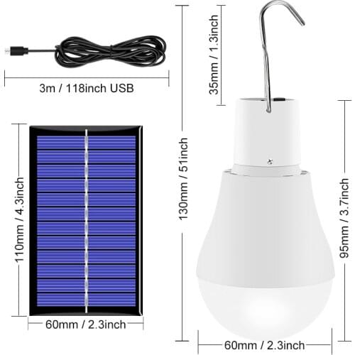 Solar LED Light Outdoor Light Bulb USB Solar Panel Portable Outdoor Emergency Solar Battery LED Bulb Outdoor Camping Lighting