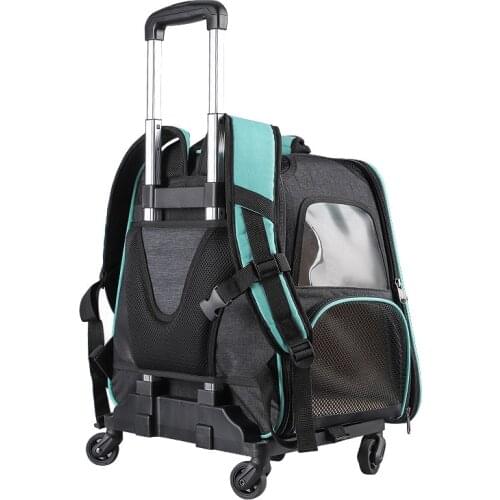 Cat Carrier Bag Pet Dog Handbag Breathable Portable Big Cat Bag Trolley Case Outdoor Transporter Carrying Mesh Double Backpack