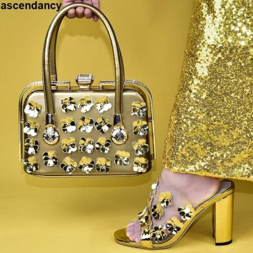 Wedding Shoe and Bag Sets Italian Women Comfy Platform Sandal Shoes Italian Shoes with Matching Bags Luxury Women Shoes Party