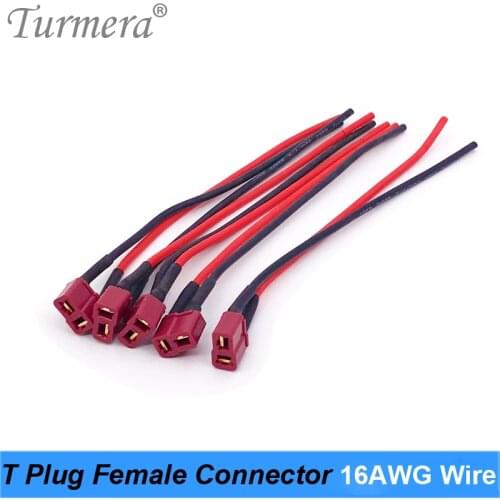 T Plug Female Connector Plug with Silicon 16AWG Wire 15cm Length for 18650 32650 21700 Electric Bike Battery 36V 48V Use Turmera