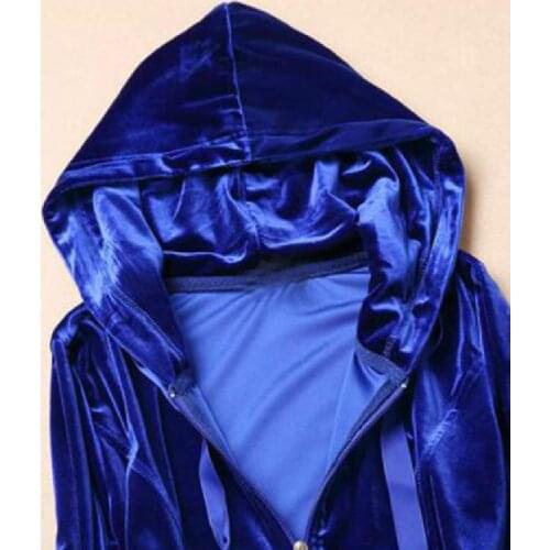 Spring /Fall /2021 Womens Gold velvet Brand Velvet fabric Tracksuits Velour suit women Track suit Hoodies and Pants Peacock bl