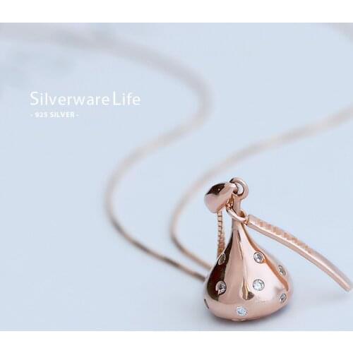 XIYANIKE 925 Sterling Silver Rose Gold Chocolate Necklace Clavicle Chain Hollow Temperament Fashion Necklace For Women VNS8341