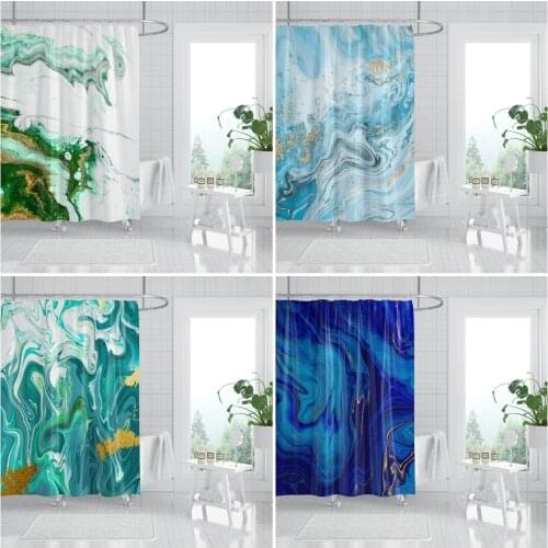 Abstract Oil Paint Shower Curtain Golden Stripe Marble Waterproof Eco-Friendly Bath Curtain Home Decoration Bathroom Accessories