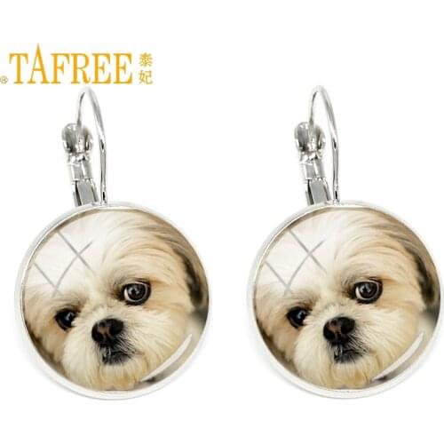 TAFREE women ear jewelry dog animal gifts black lab French bulldog shitz sue cocker spaniel lovely dog clip earrings girls DG27