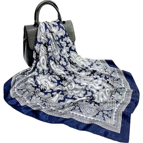 Silk Scarf Women 2021 Spring and Summer Imitation Silk Scarf Cashew Print Large Square Scarf Gift Custom Scarf Shawl Wholesale