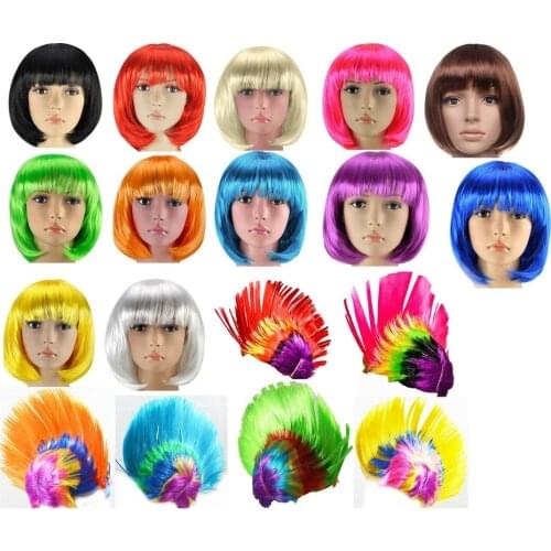Womens Sexy Short Bob Cut Mohawk Fancy Dress Cosplay Wigs Party Costume Stag Hen