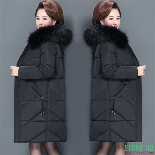Winter Women Hooded Coat Ladies Fur Collar Thicken Warm Long Jacket Female Plus Size 6XL Outerwear Parka