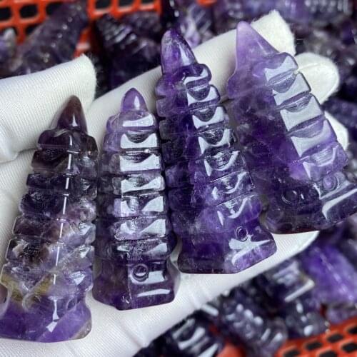 1pcs 9-10cm hot sales beautiful natural amethyst quartz crystal Wenchang tower as gift wholesale for home decor