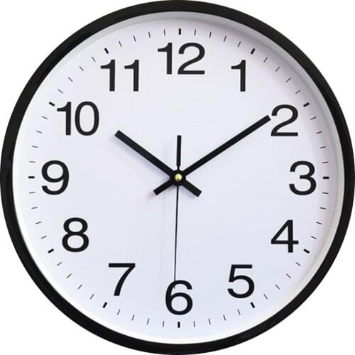 12 Inch Wall Clock Decorative Plastic Round Quartz Clock Home without Battery
