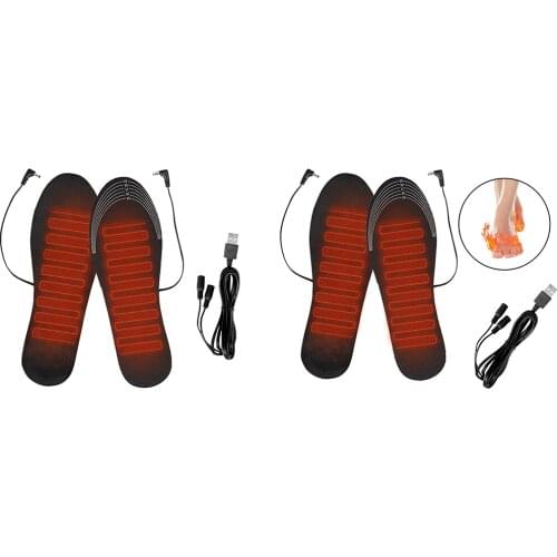 2 Pair USB Heated Insoles Winter Foot Warmers for Men Women Shoes Boots