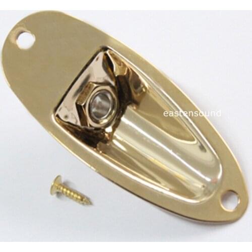 2 Pcs Gold Boat Style Jack Plate 1/4" Guitar Jack 6.35mm Output Input Plug Socket Electric Guitar
