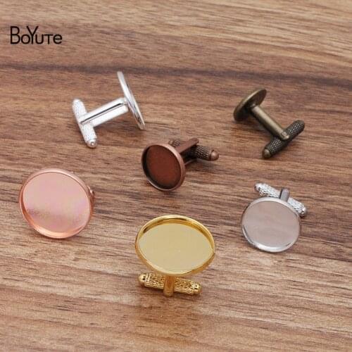 BoYuTe 20Pcs 7 Colors Round 12MM 14MM 16MM 18MM 20MM Cabochon Base Cufflinks Blank Tray Bezel Diy Jewelry Findings Components