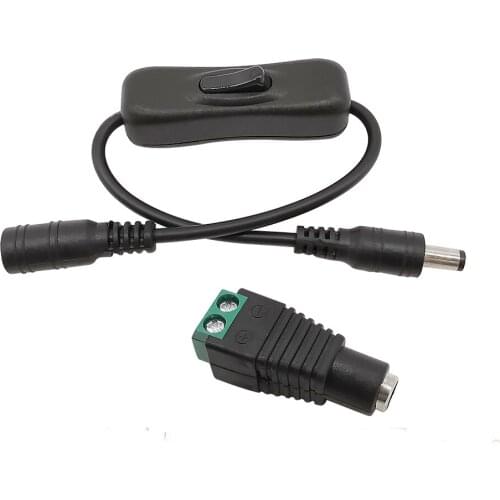 4Pcs DC Power 5.5x2.1mm Male to Female 12V ON OFF Inline 304 Switch Cable Connector for LED Strip