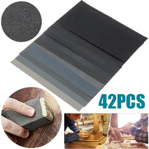 42 sheets Wet Dry Sandpaper 120-3000 Grit Automotive Sanding Wood Furniture Finishing Abrasive Paper Sheets