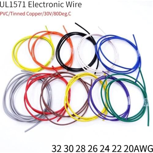 5M/10M Wire Cable UL1571 Tinned Copper Wire PVC Insulated 32AWG 30AWG 28AWG 26AWG 24AWG 22AWG 20AWG Electronic Lighting Cable