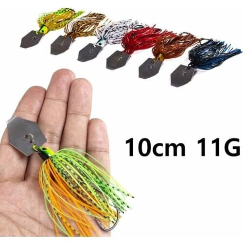 6pcs 11g Chatterbait Blade Bait With Rubber Skirt Buzzbait Fishing Lures Tackle Alloy For Freshwater And Saltwater Fishing Tool