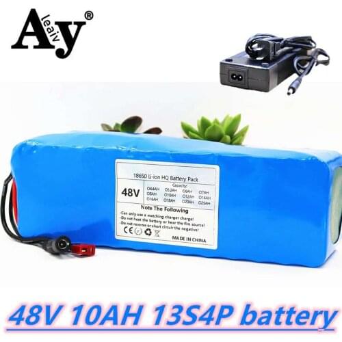Electric bicycle battery 18650 battery pack 13S4P 48V 10Ah 48V 10000mAh 500W powerful bicycle lithium battery with BMS+charger