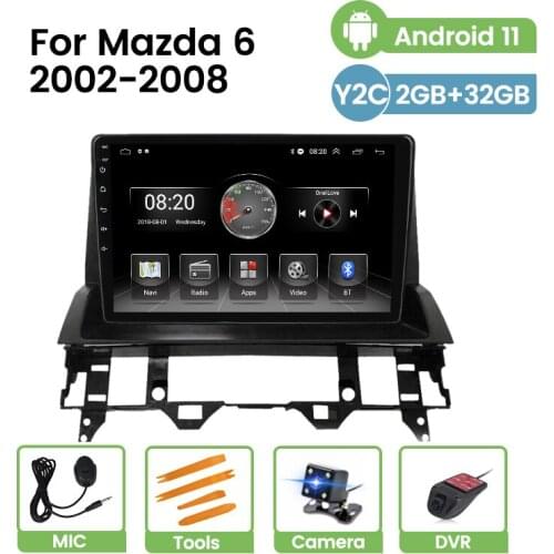 YC 2G+32G Car Radio Android 11 For Mazda 6 Mazda6 2002-2008 HD 1024*600 Stereo Video Audio Player Multimedia GPS BT Navigation