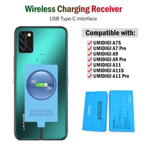 Qi Wireless Charging Receiver for UMIDIGI A9 Pro A7 Pro A7S F1 F2 Type-C Charger Adapter USB C Connector