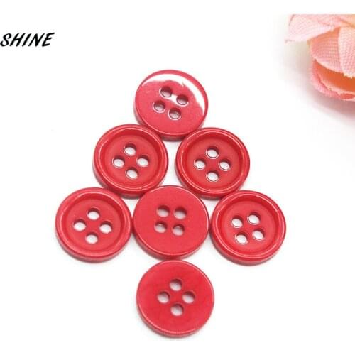 SHINE Resin Sewing Buttons Scrapbooking Round Dark Red Four Holes 11.5mm Dia. 100PCs Costura Botones decorate bottoni botoes