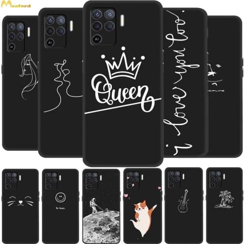For Reno5 Lite Case Silicone Soft Phone Cases For Oppo A94 Reno5 F Cover Black TPU Bumper Funda Reno 5F 5Lite Back Case Coque