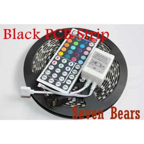 Black PCB Board 5050 LED RGB Strip 5M IP65 Led Tape Waterproof 300 LEDs/Roll +44 keys IR Remote