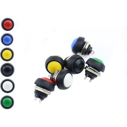 Black/Red/Green/Yellow/Blue 12mm Waterproof Momentary Push button Switch