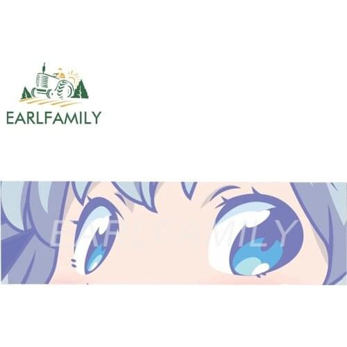 EARLFAMILY 15cm x 4.5cm Anime Car Sticker for Sagiri Peek Eye Slap Decal JDM Auto Helmet Motorcycle Stickers Cartoon Girl Eyes