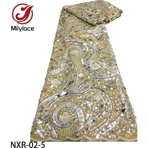 French Velvet Lace Fabric High Quality Lace African Sequins Lace Fabric for Nigerian Wedding Dress NXR-02