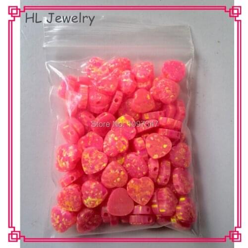 Hot Sale Products 8mm Hot Pink Syntheitc Fire Opal Heart Cabochon Heart Opal Stone