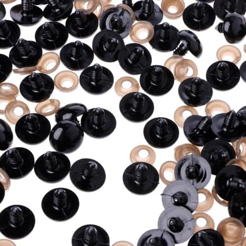 HUYU 100Pcs/Bag DIY Doll Toy Eyes Black Plastic Safety Eyes Puppets Doll with Washers