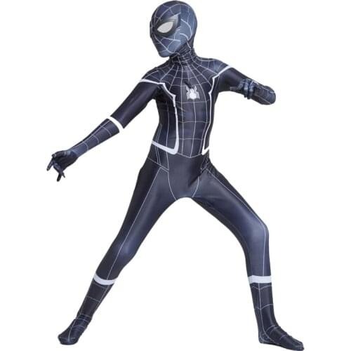 Black Spiderboys Costume For Kids Peter Parker Homecoming Zentai Suit Halloween Carnival Spider Boys Cosplay Outfit