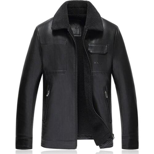 Leather Jacket Mens Business Casual Thicken Warm Windproof Coat Suede Jacket XL-8XL