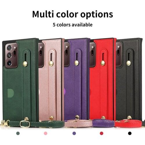 Crossbody Wallet Leather Case Cover For Samsung Note 2010 9 S20 Ultra FE S10 S9 Plus A90 Card Holder Wristband Case With Strap