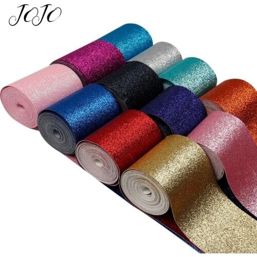 JOJO BOWS 75mm 2y Sparkly Glitter Ribbon Solid Webbing For DIY Hair Bows Material Gift Box Wrapping Apparel Sewing DIY Supplies