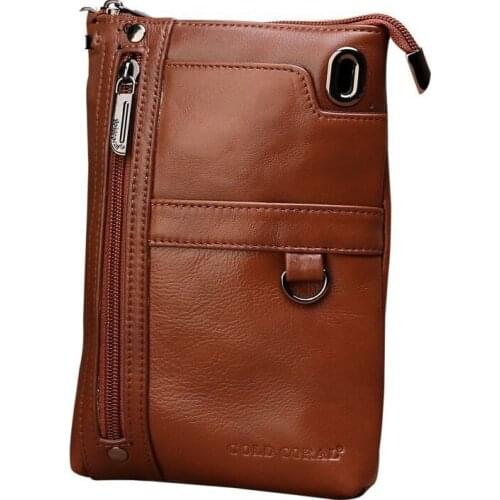 Single Shoulder Male Small Bag 7''Cell Mobile/Phone Fanny Bag Cigarette Pocket Bum Genuine Leather Men Belt Hip Waist Pack New