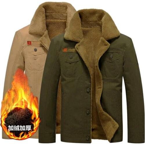 Fashion autumn and winter new style plus velvet padded lapel military uniform tooling jacket coat cotton mens jacket young