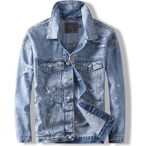Men Jacket Coat Streetwear Denim Jacket Chaqueta Hombre Veste Homme Jaqueta Jeans Masculina Outwear Clothes Cowboy Casual print