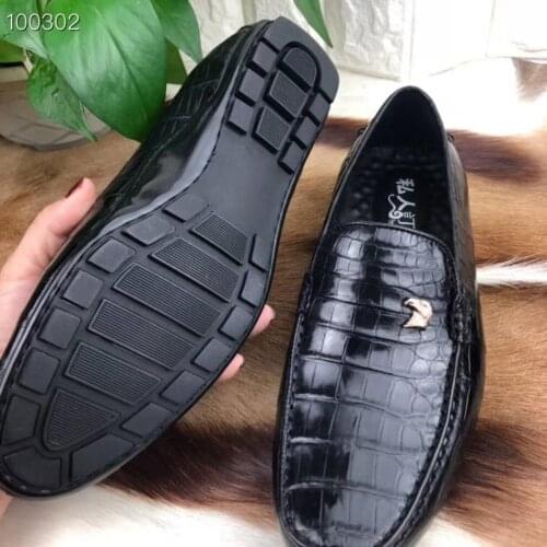 New design hot Genuine real crocodile belly skin men shoe durable solid matt crocodile skin men business dress shoe black color