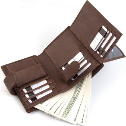 Mens wallet, short vintage leather coin wallet, first layer cowhide vertical leather bag