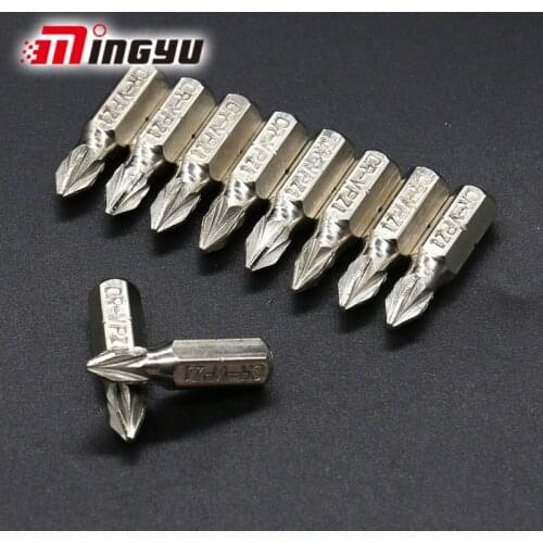 10Pcs 1/4" 25mm Pozidriv PZ1 Screwdrivers Bit Set Repair Tools Electroplating Kit Hex Shank Drill Bit Power Household Hand Tools