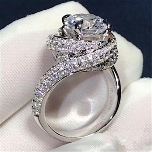 Handmade Across ring 925 Sterling silver AAAAA Cubic Zirconia Engagement wedding band Rings for women Men Fashion Jewelry Gift