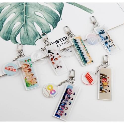 One pec/set Kpop INFINITE SEVENTEEN RED VELVET MONSTA X STRAY KIDS Acrylic Rectangle Keychains For Fans Collection OD115