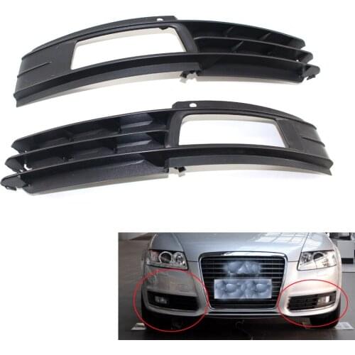 Pair Fit for AUDI A6 C6 4F 2009-2011 Front Bumper Fog Light LED Lamp Grille Set