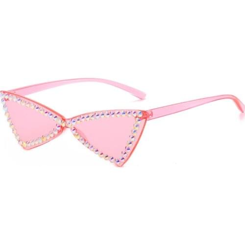 Sexy Cat Eye Sunglasses Women Rimless Vintage Rhinestone Sun Glasses Female Lady Candy Color 2021 Eyewear Triangle Shades UV400