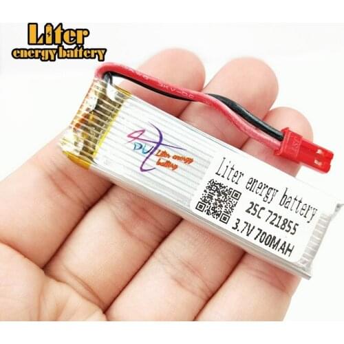 10pcs /lot 3.7 V 700 mah Remote control plane 3.7 V 700 mah lithium battery JST plug 721855 25c