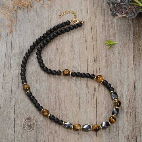 2021 simple fashion mens matte bead natural stone necklace classic handmade natural beaded mens necklace jewelry gifts