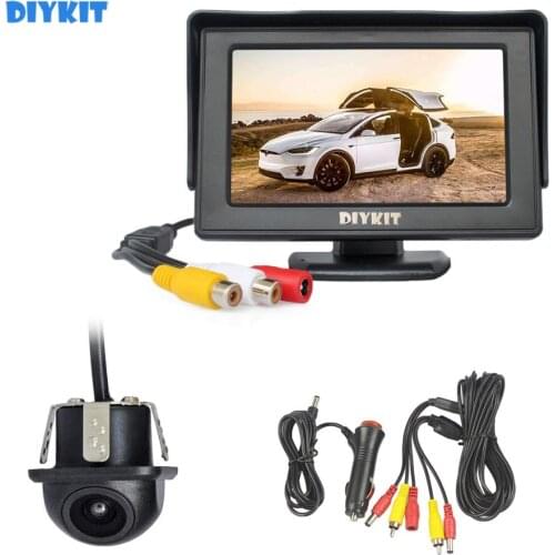 DIYKIT Wired 4.3inch HD LCD Display Rear View Monitor Car Monitor Mini Car Cam Rear View Car Camera Reversing System