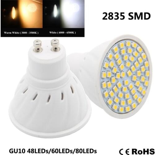 NEW LED Spotlight GU10 lamp 5W 6W 8W AC 220V 3528 SMD 48LEDs/60LEDs/80LEDs White/Warm White LED Bulbs lighting 4pcs/lot